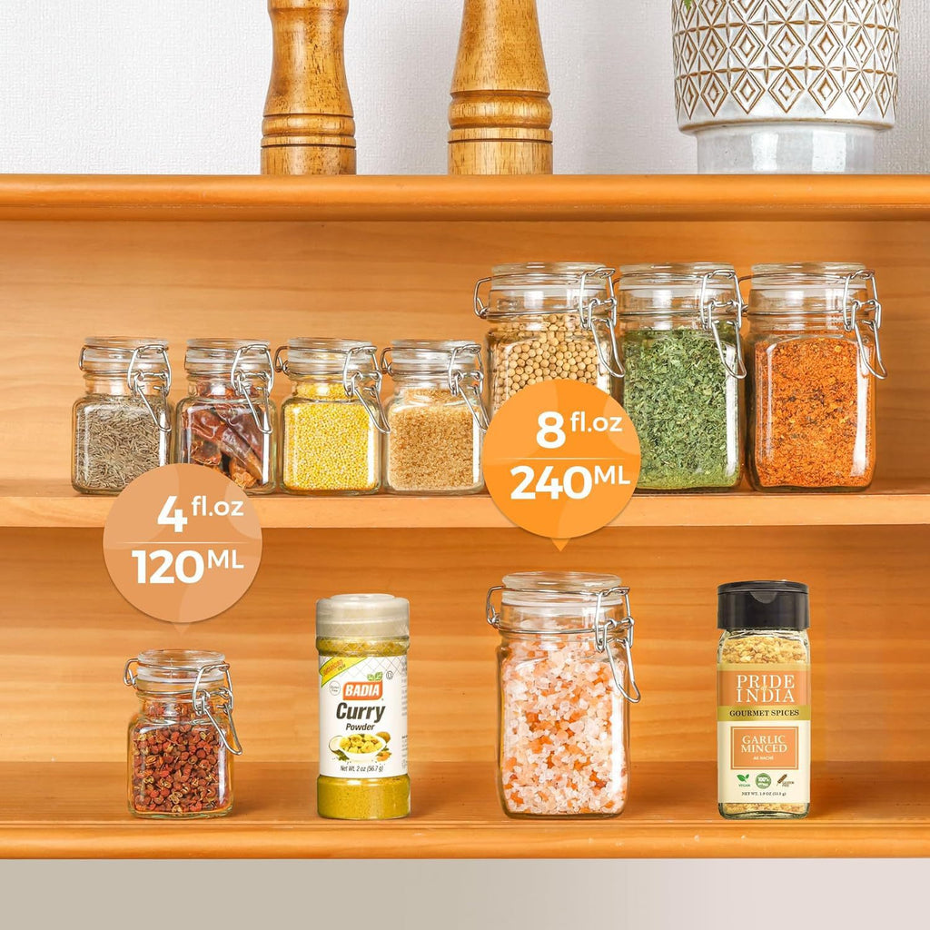Glass Sealed Storage Jar - Food Grade Airtight Glass Jars with Lids, Illustrated Pattern, 250ml 500ml 1000ml, Durable Eco-Friendly Kitchen Storage Containers