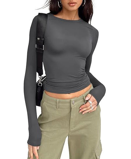 Women’s Long Sleeve T-Shirt | Round Neck Cotton Layering Tee