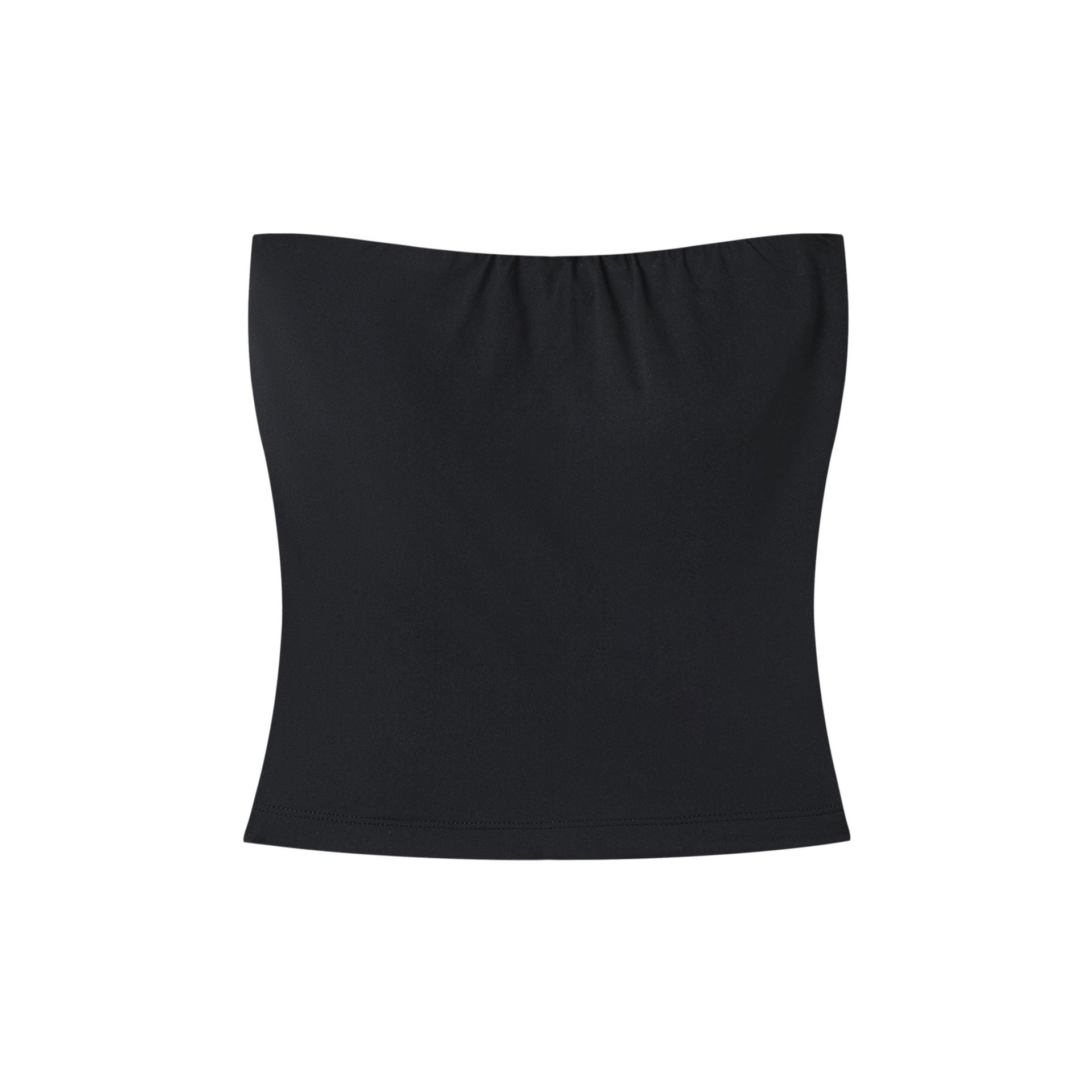 Strapless tube top paired with a skirt