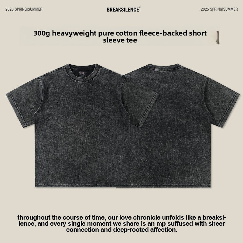 Men’s Heavyweight Washed Crew Neck T-Shirt | 300g Cotton Tee