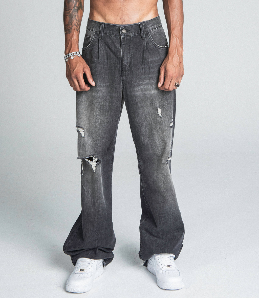 Men’s Black Baggy Jeans | Distressed Loose Fit Denim