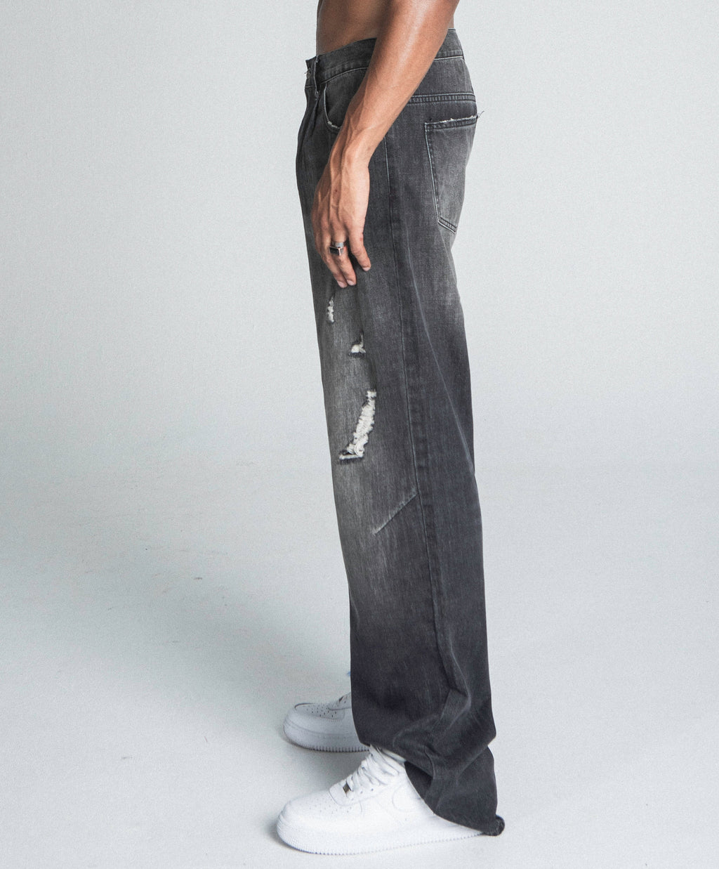 Men’s Black Baggy Jeans | Distressed Loose Fit Denim