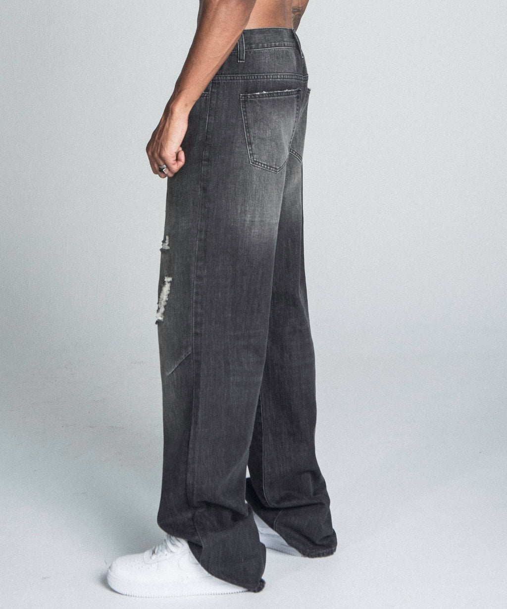 Men’s Black Baggy Jeans | Distressed Loose Fit Denim
