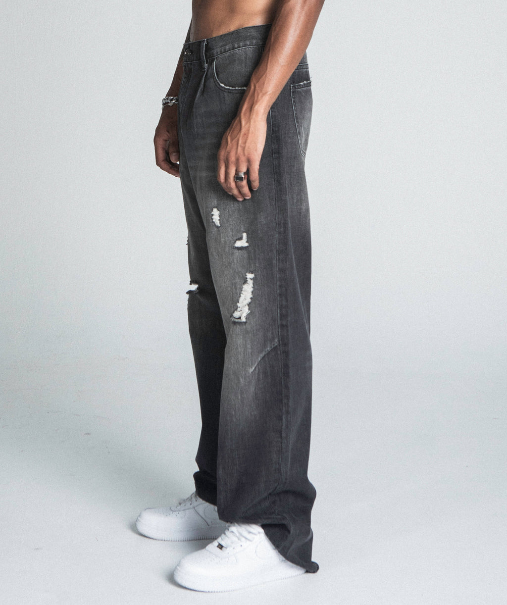 Men’s Black Baggy Jeans | Distressed Loose Fit Denim