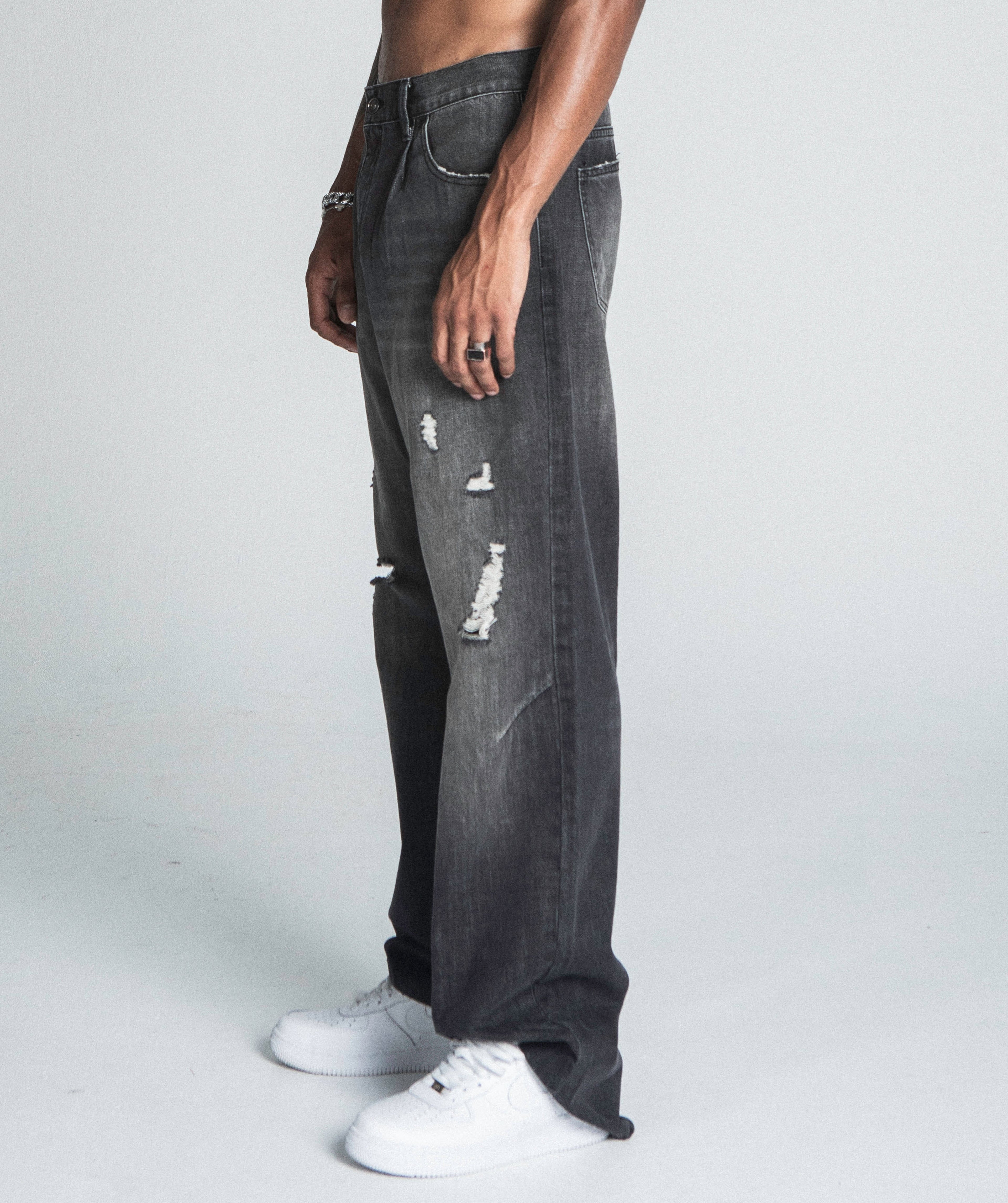 Men’s Black Baggy Jeans | Distressed Loose Fit Denim