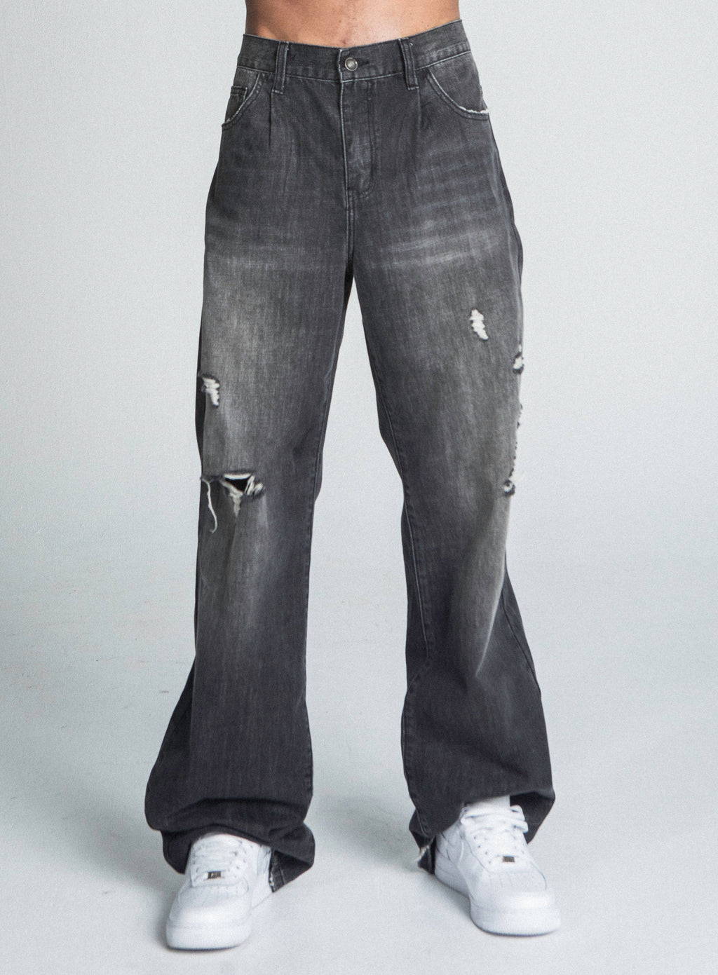 Men’s Black Baggy Jeans | Distressed Loose Fit Denim