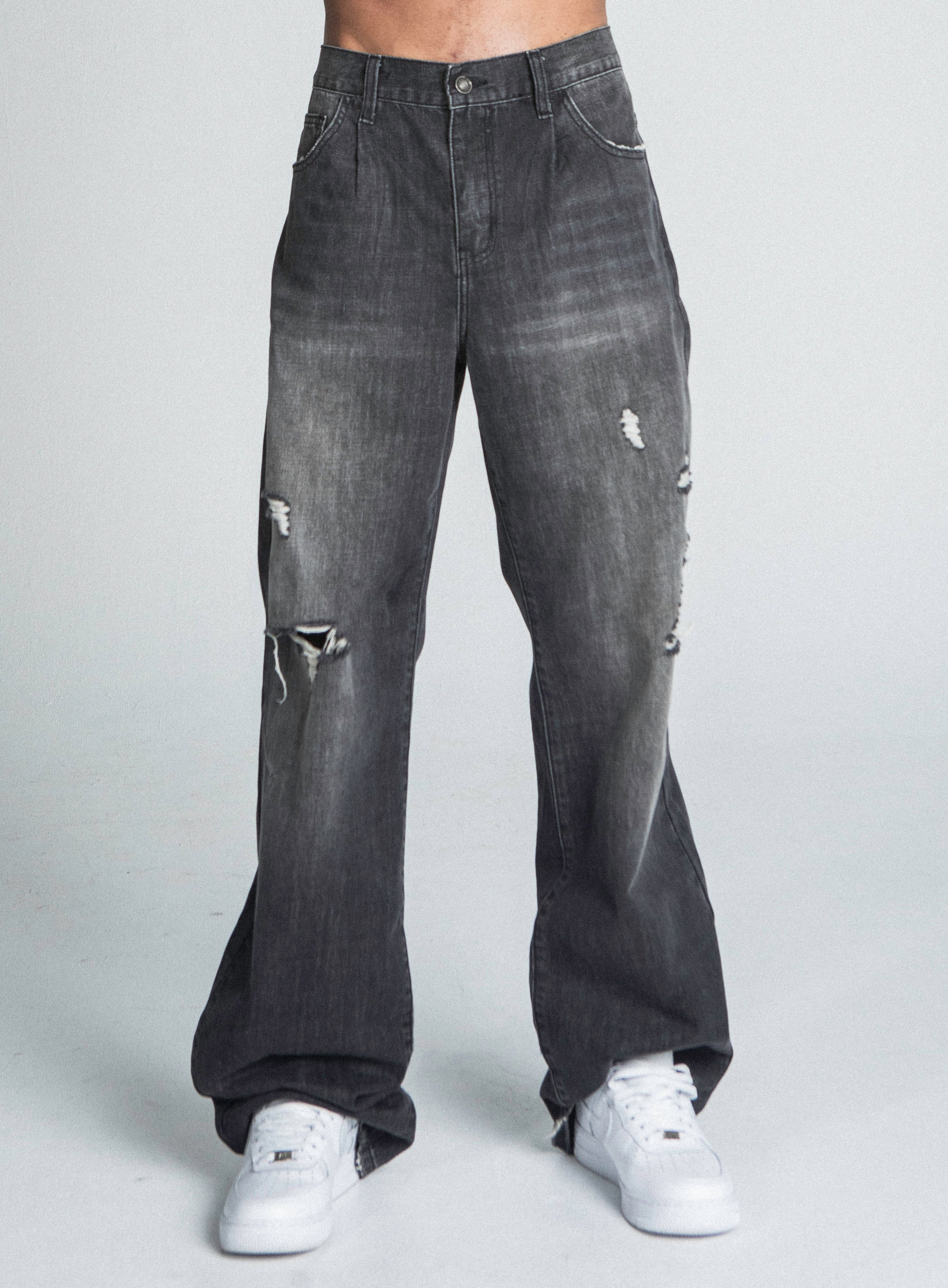 Men’s Black Baggy Jeans | Distressed Loose Fit Denim