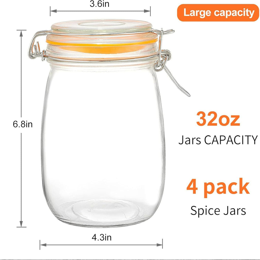 Glass Sealed Storage Jar - Food Grade Airtight Glass Jars with Lids, Illustrated Pattern, 250ml 500ml 1000ml, Durable Eco-Friendly Kitchen Storage Containers
