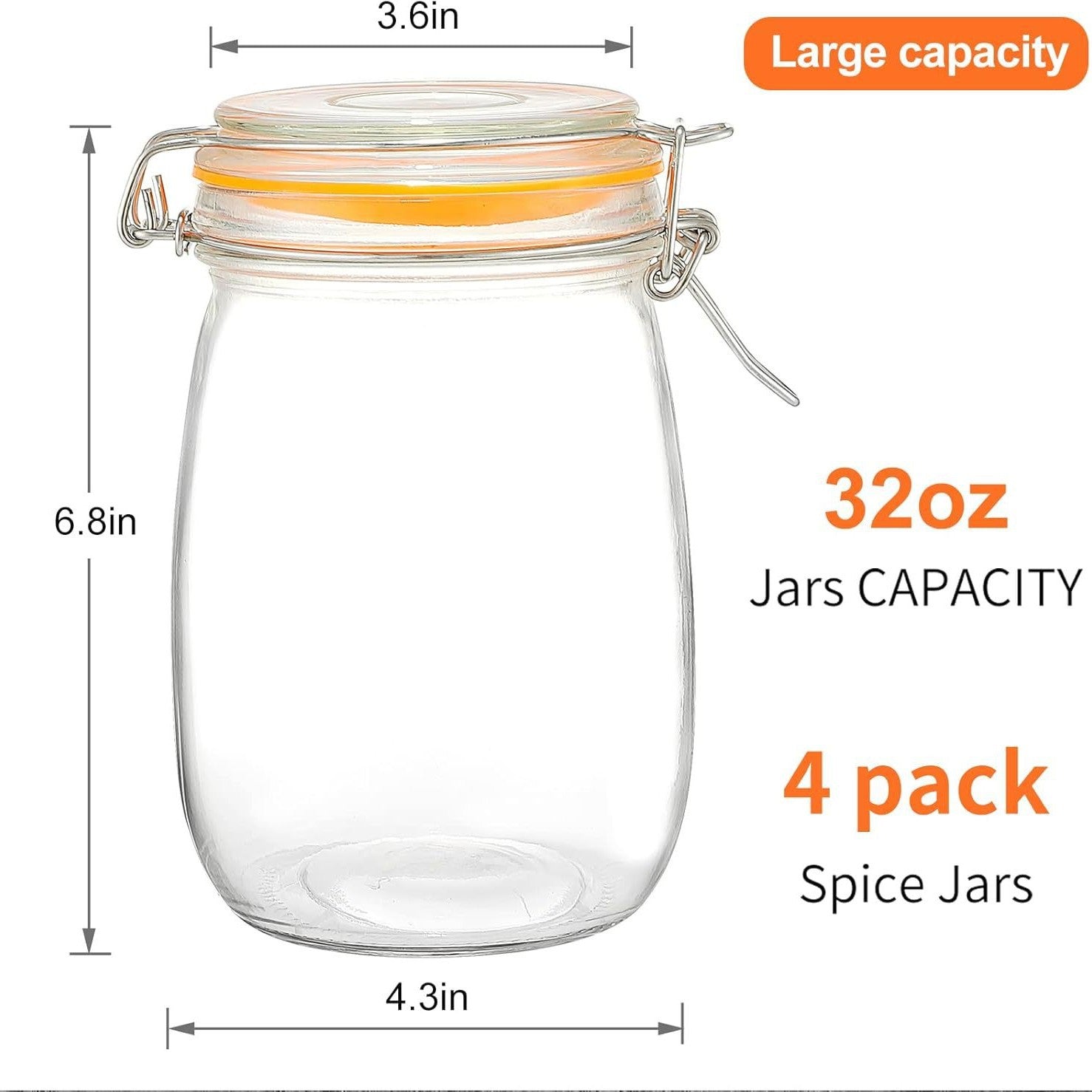 Glass Sealed Storage Jar - Food Grade Airtight Glass Jars with Lids, Illustrated Pattern, 250ml 500ml 1000ml, Durable Eco-Friendly Kitchen Storage Containers