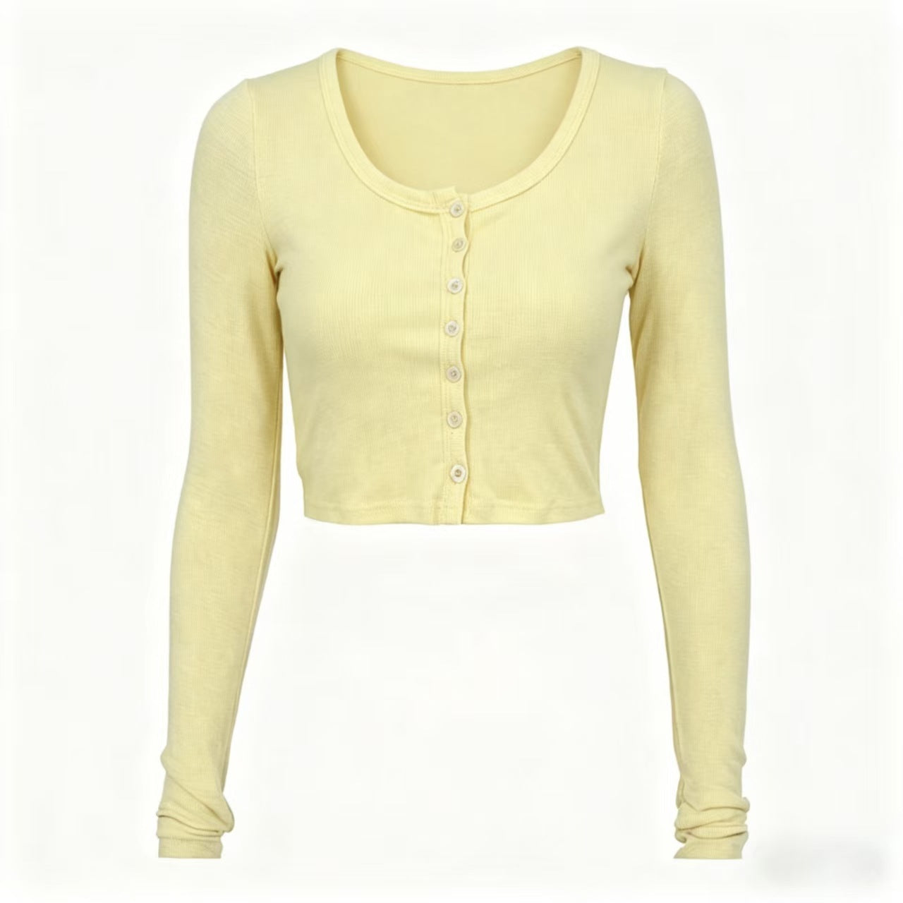 Women’s Crop Top Cardigan | Slim Fit Button Front Long Sleeve