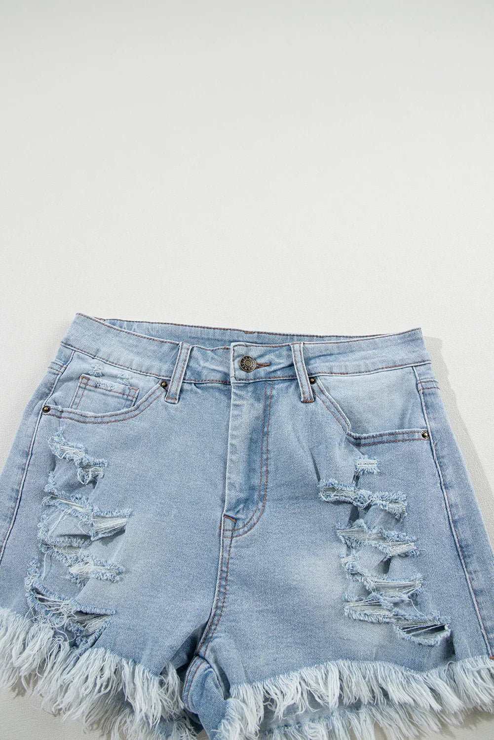 Women’s Distressed High Waist Denim Shorts – Ripped Raw Hem Jean Shorts