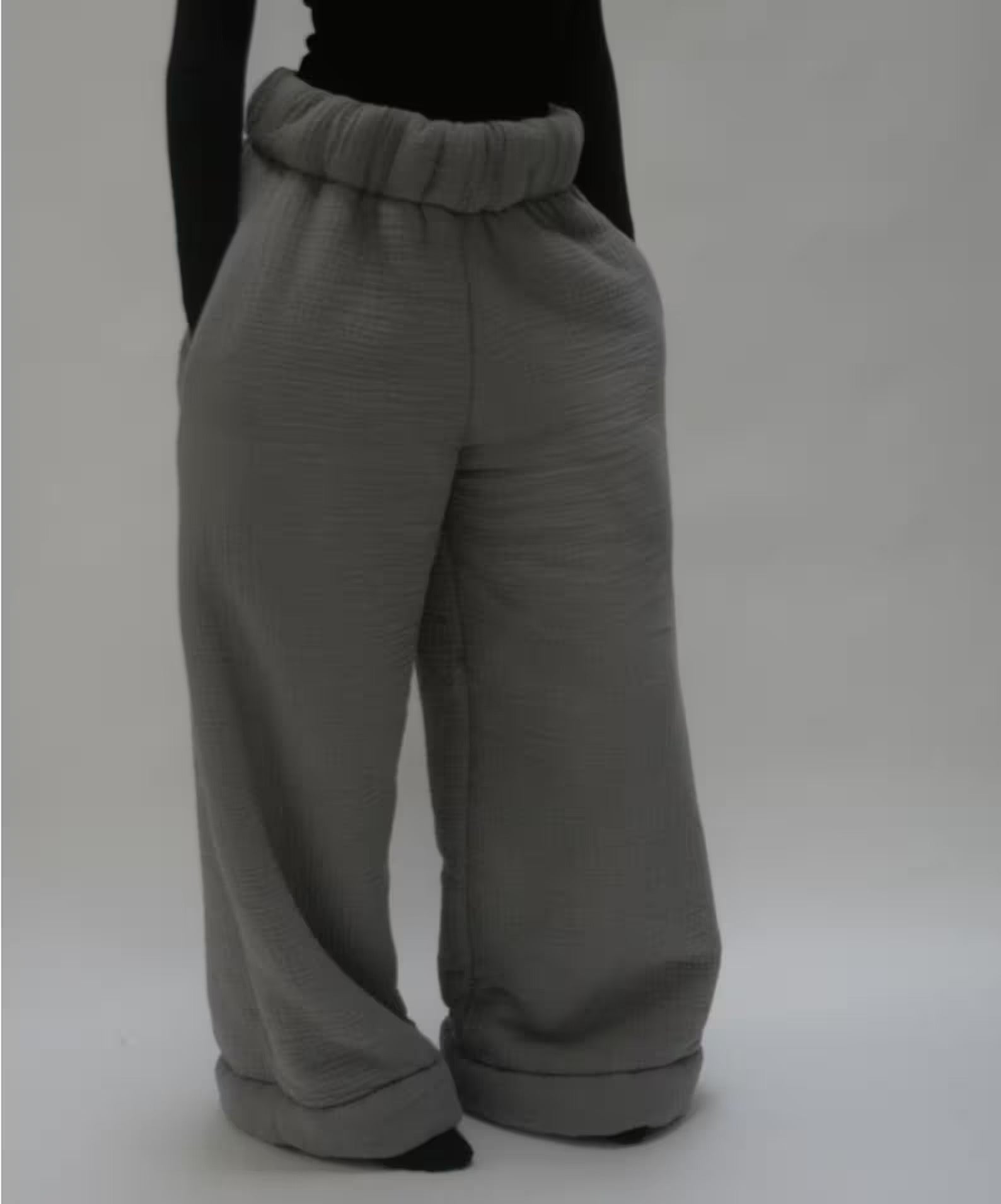 Women’s Wide Leg Linen Pants – Loose Fit Elastic Waist Trousers