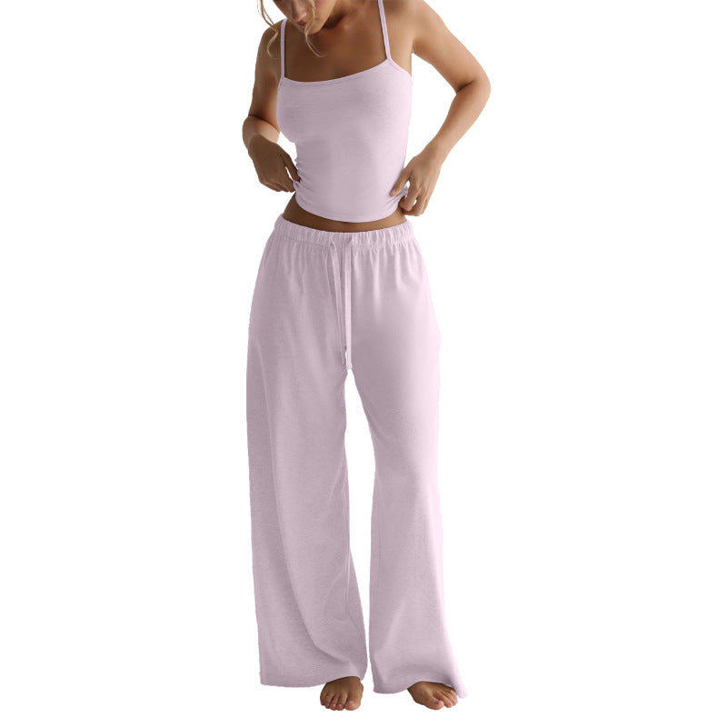 Tank Top & Wide-Leg Lounge Pants Set – Milk Silk Casual Loungewear