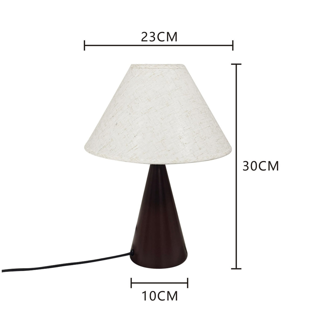 Dimensional diagram of medieval table lamp showing height 30cm, width 23cm, and base 10cm.