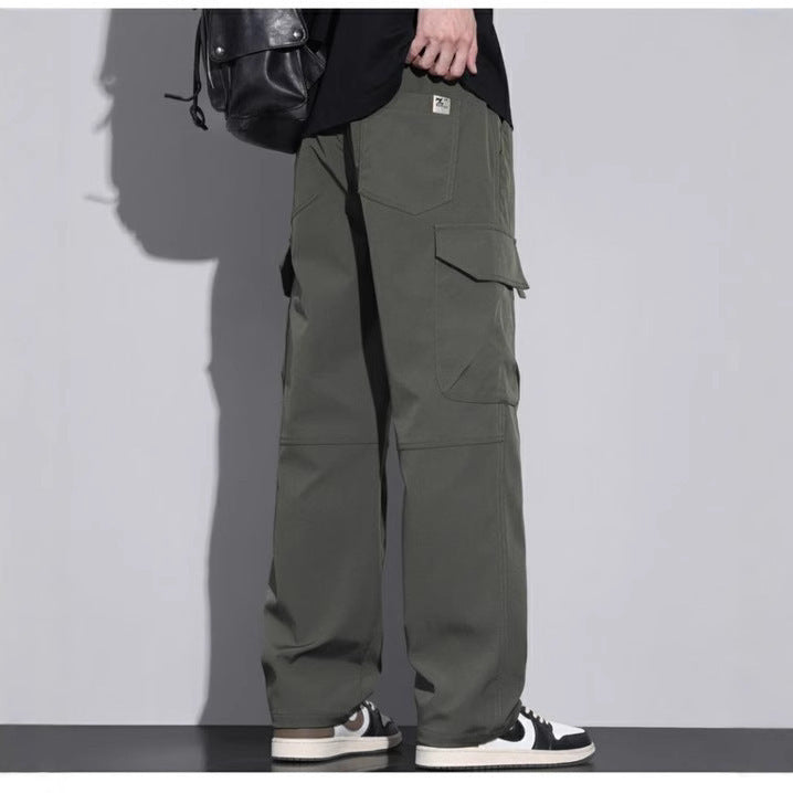 Men's baggy cargo pants - relaxed straight leg back view