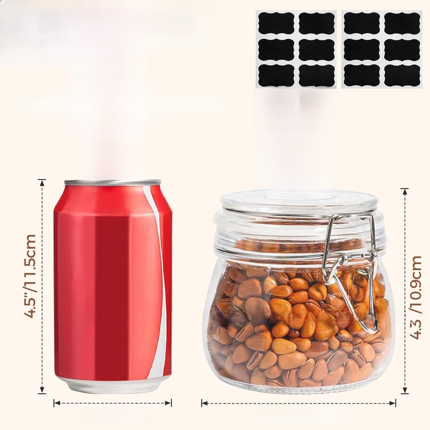 Glass Sealed Storage Jar - Food Grade Airtight Glass Jars with Lids, Illustrated Pattern, 250ml 500ml 1000ml, Durable Eco-Friendly Kitchen Storage Containers