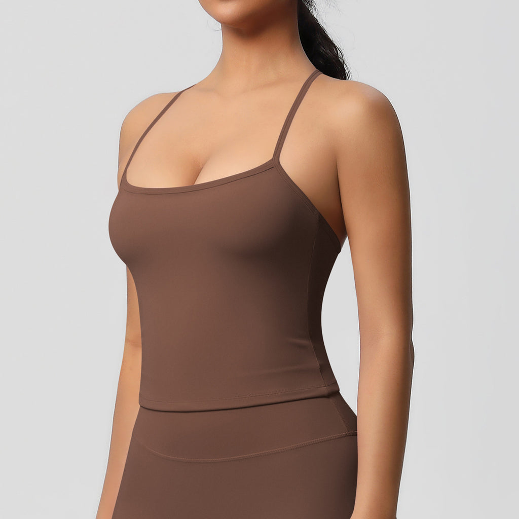 Womens Workout Tank Tops — Double Sided Sports Tank Top Womens Seamless Nylon Spandex Cami Vest