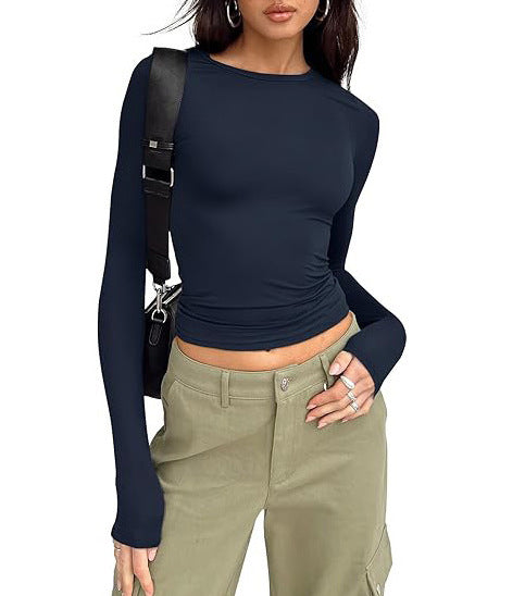 Women’s Long Sleeve T-Shirt | Round Neck Cotton Layering Tee