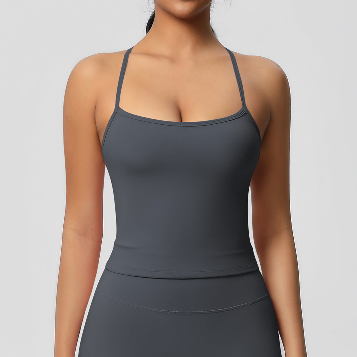 Womens Workout Tank Tops — Double Sided Sports Tank Top Womens Seamless Nylon Spandex Cami Vest