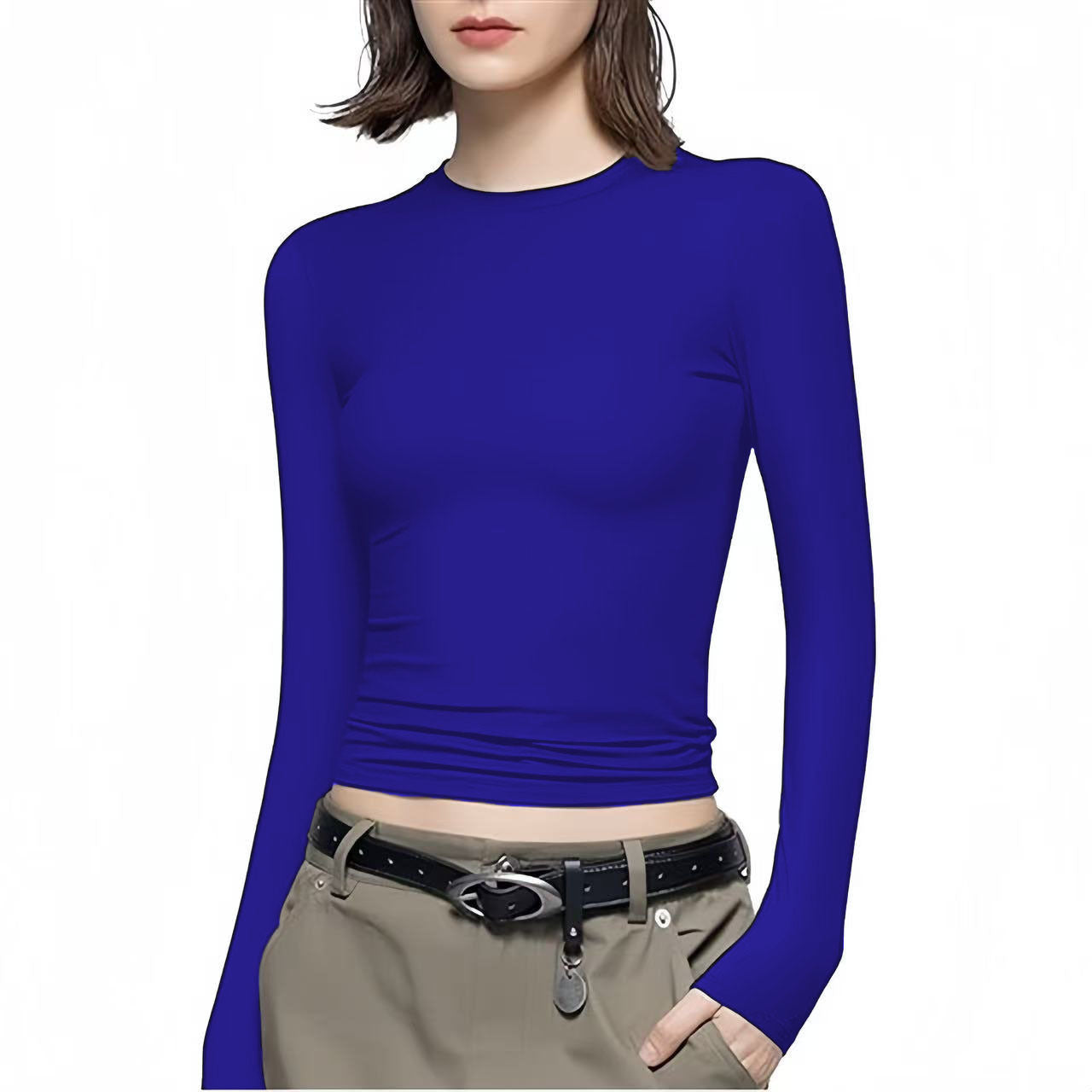 Women’s Long Sleeve T-Shirt | Round Neck Cotton Layering Tee