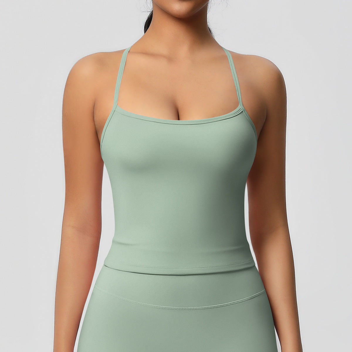Womens Workout Tank Tops — Double Sided Sports Tank Top Womens Seamless Nylon Spandex Cami Vest