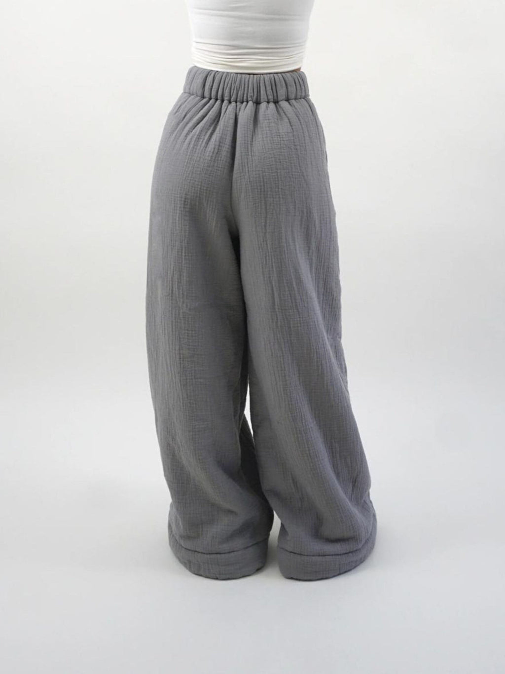 Women’s Wide Leg Linen Pants – Loose Fit Elastic Waist Trousers