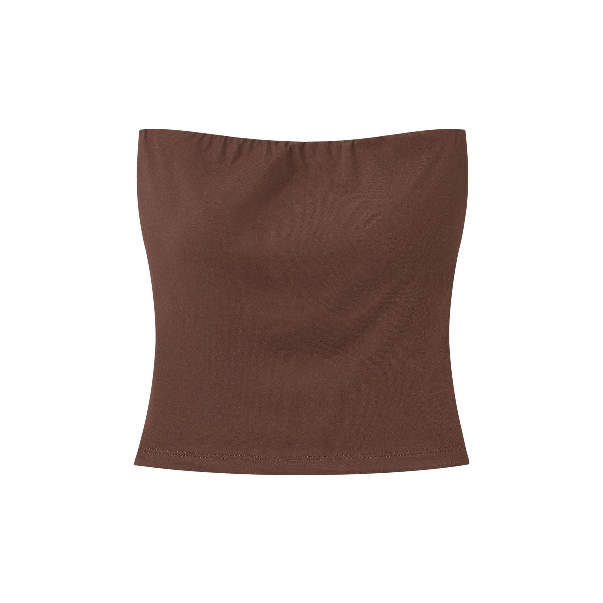 Close-up of stretchy nylon spandex fabric on tube top