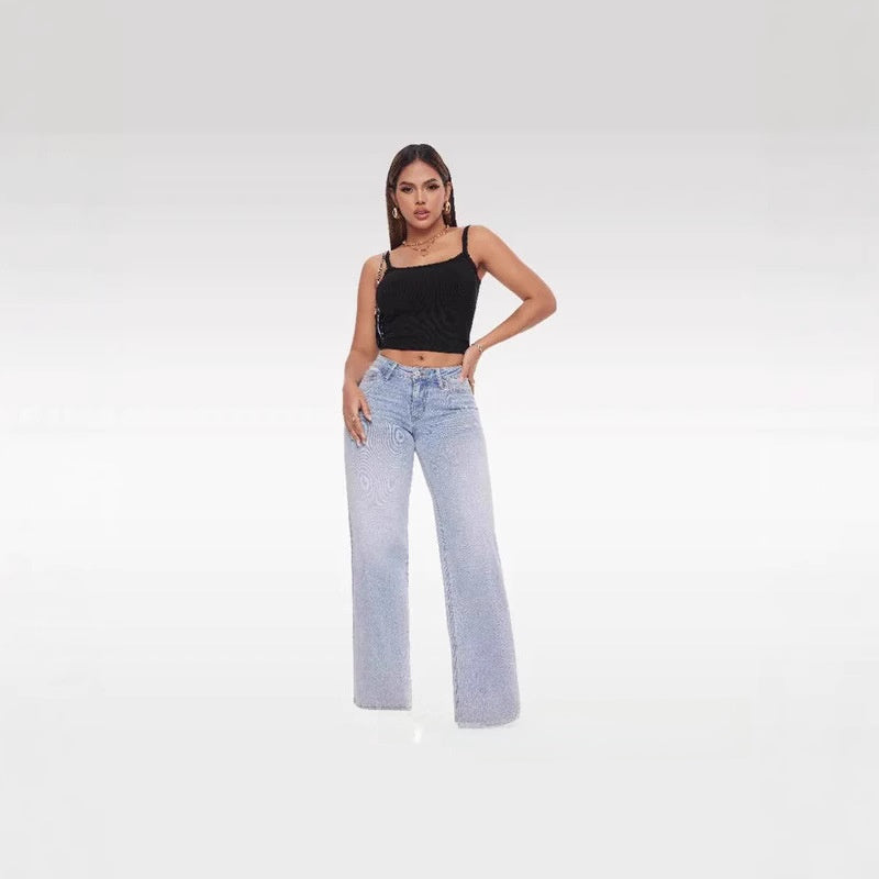 Women’s Flare Jeans – Loose Mid-Rise Stretch Denim | Vintage Wash