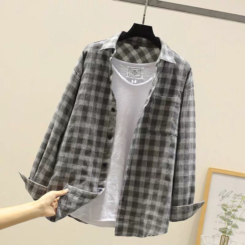 Men's black plaid long sleeve shirt, sleeve cuff detail