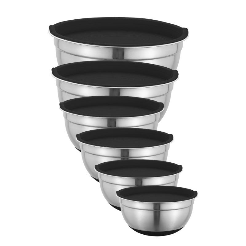 Stainless Steel Mixing Bowls with Lids and Non-Slip Silicone Base Set