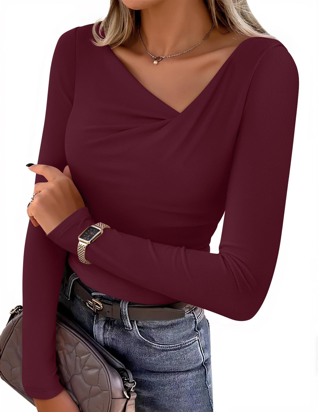 Off the Shoulder Long Sleeve Blouse for Women | Slim Fit Off Shoulder Top