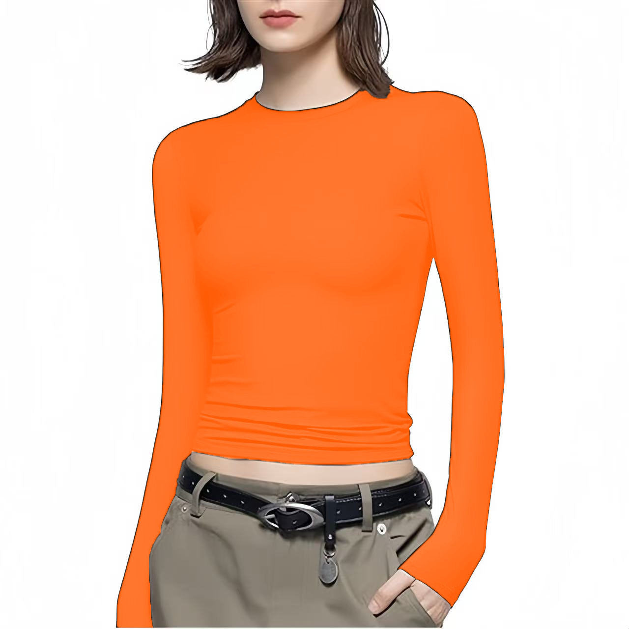 Women’s Long Sleeve T-Shirt | Round Neck Cotton Layering Tee