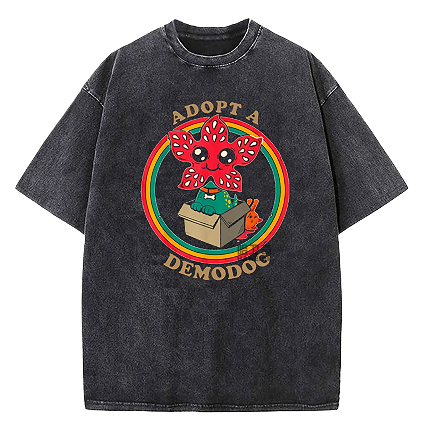 Stranger Things Washed T-Shirt Hawkins University Est 1983 Vintage Graphic Tee Black Over Zized