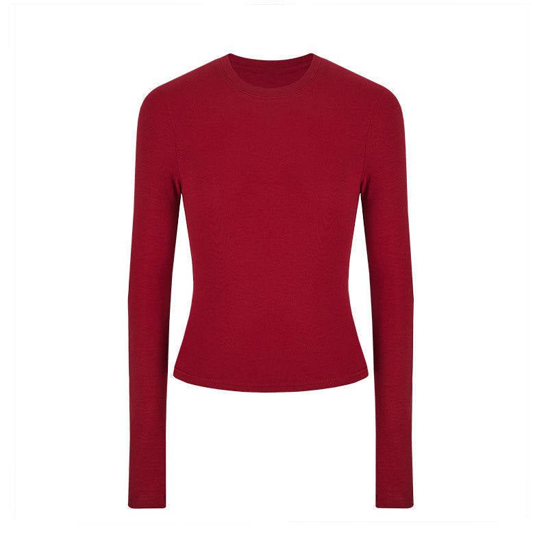 Women’s Slim Fit Long Sleeve T-Shirt - Soft Viscose Spandex Round Neck Basic Top