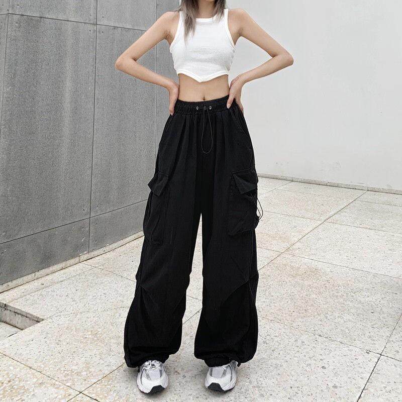 Women’s Baggy Cargo Jeans – Vintage Y2K Flared Pants with Pockets