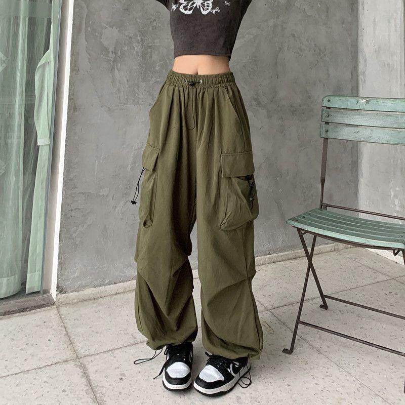 Women’s Baggy Cargo Jeans – Vintage Y2K Flared Pants with Pockets