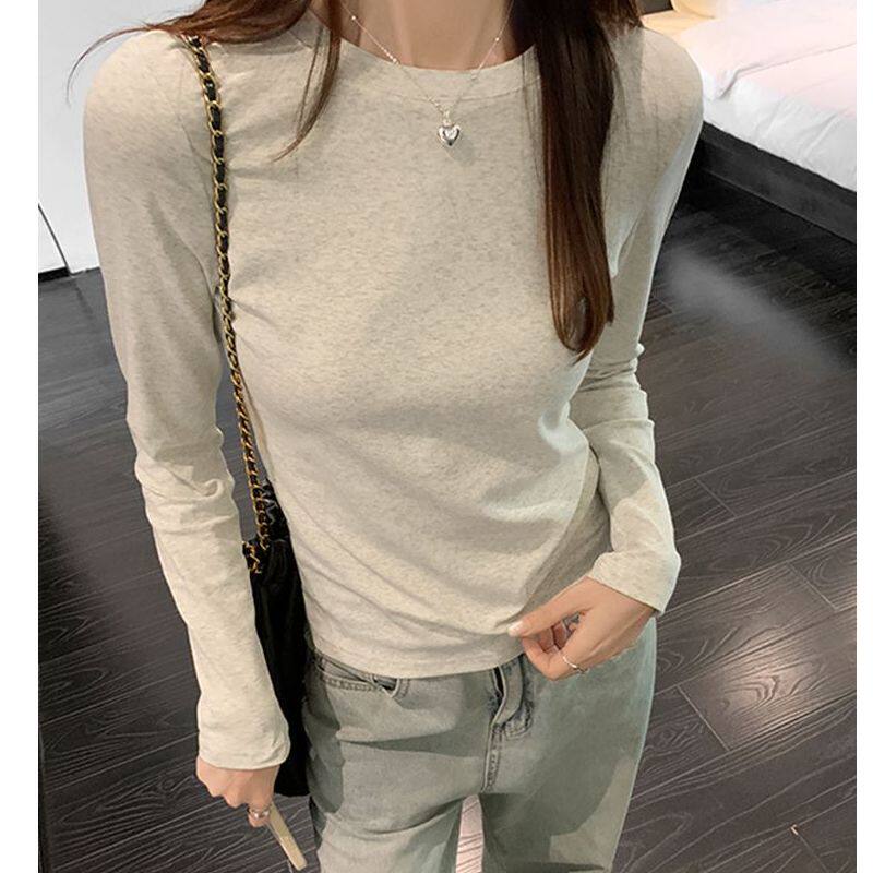 Women’s Slim Fit Long Sleeve T-Shirt - Soft Viscose Spandex Round Neck Basic Top