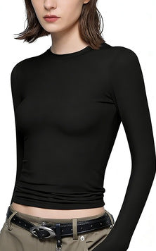 Women’s Long Sleeve T-Shirt | Round Neck Cotton Layering Tee