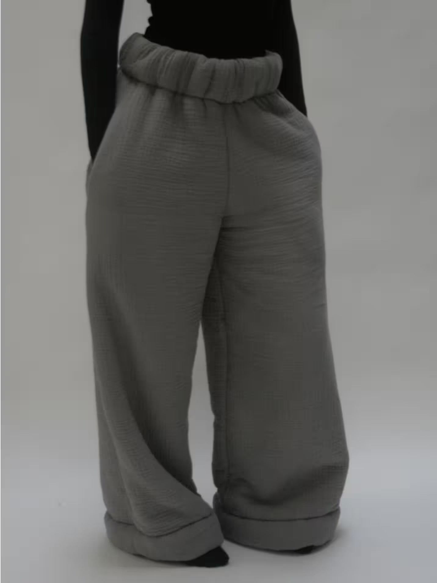 Women’s Wide Leg Linen Pants – Loose Fit Elastic Waist Trousers