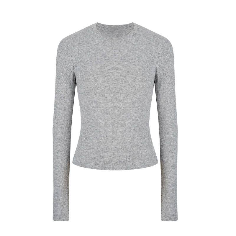 Women’s Slim Fit Long Sleeve T-Shirt - Soft Viscose Spandex Round Neck Basic Top