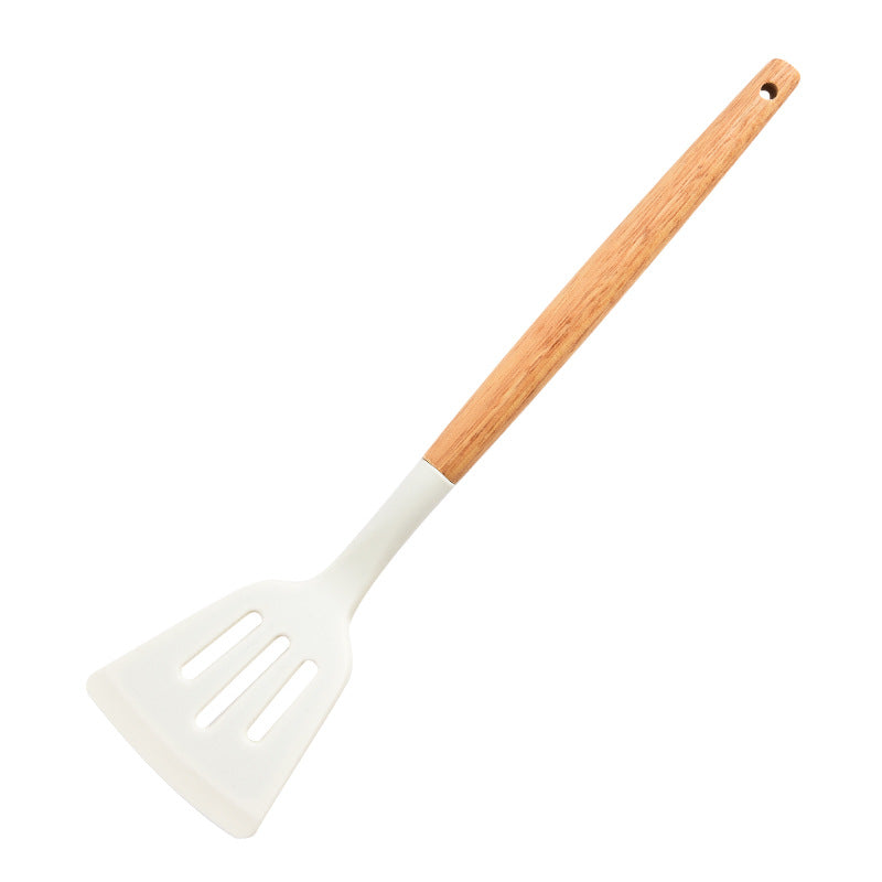 3-Piece Silicone Spatula Set with Wooden Handles – Chinese Style Wok Spatula, Non-Stick Turner & Soup Ladle