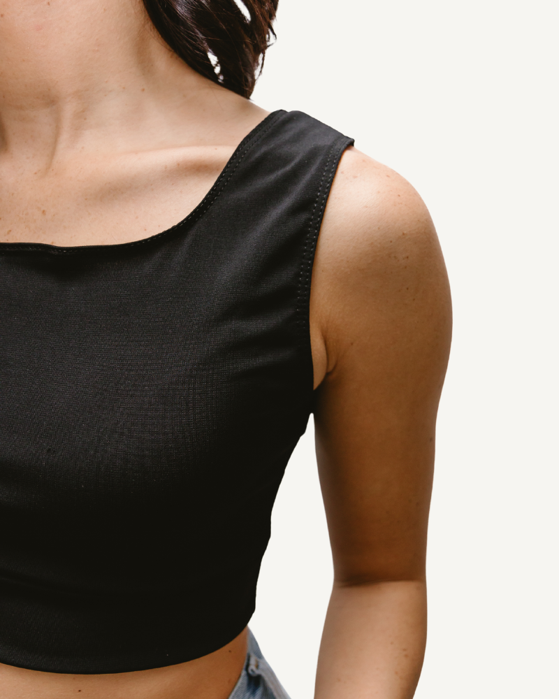 Women’s Square Neck Tank Top – Fitted Cropped Stretch Top