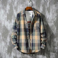 Men's black plaid long sleeve shirt, sleeve cuff detail
