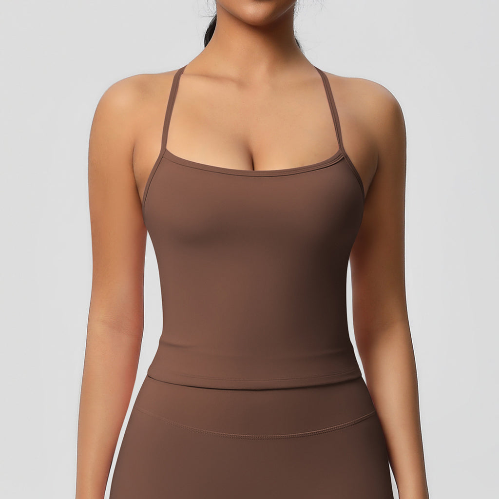 Womens Workout Tank Tops — Double Sided Sports Tank Top Womens Seamless Nylon Spandex Cami Vest
