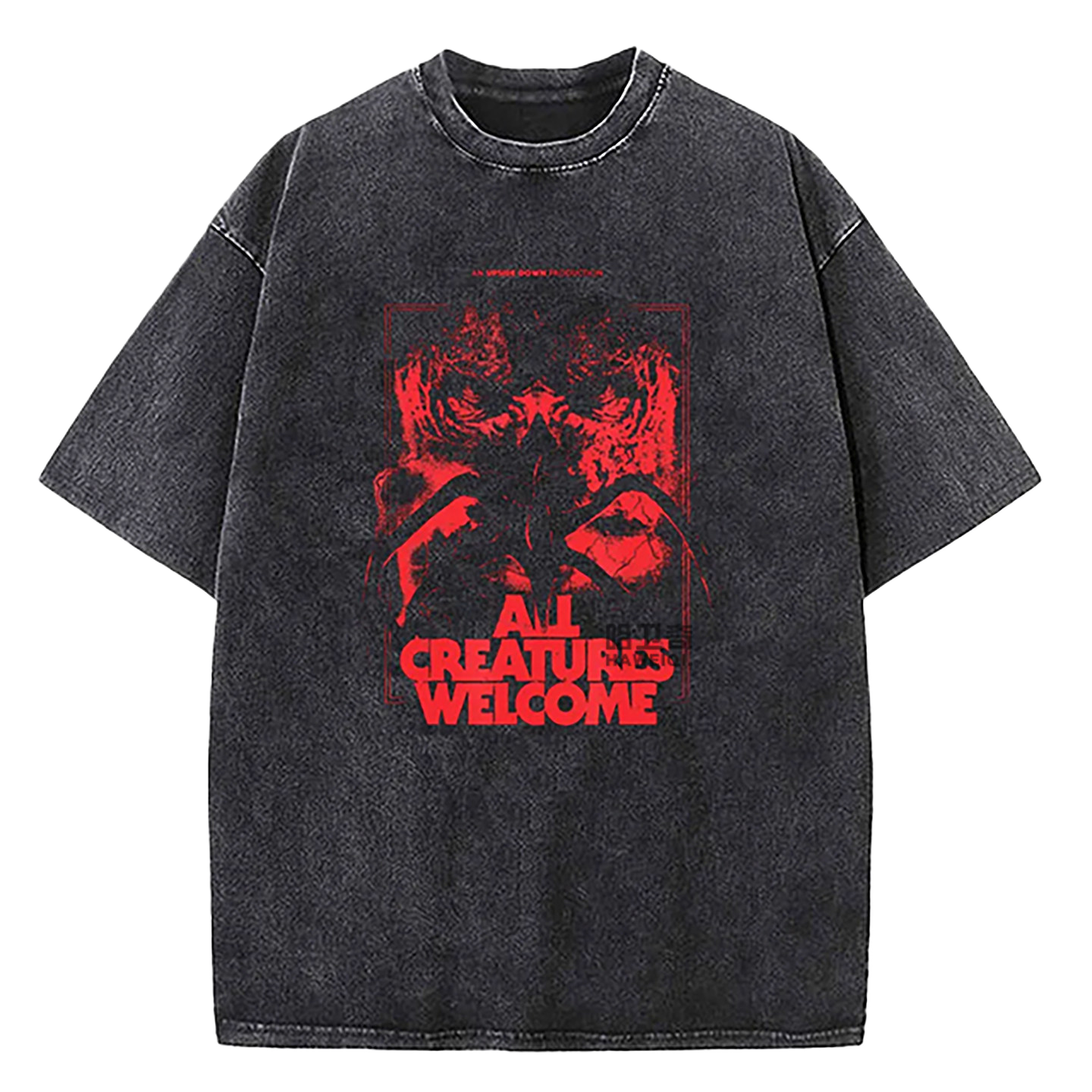 Stranger Things Washed T-Shirt Hawkins University Est 1983 Vintage Graphic Tee Black Over Zized