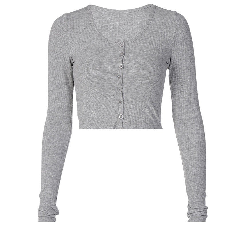 Women’s Crop Top Cardigan | Slim Fit Button Front Long Sleeve