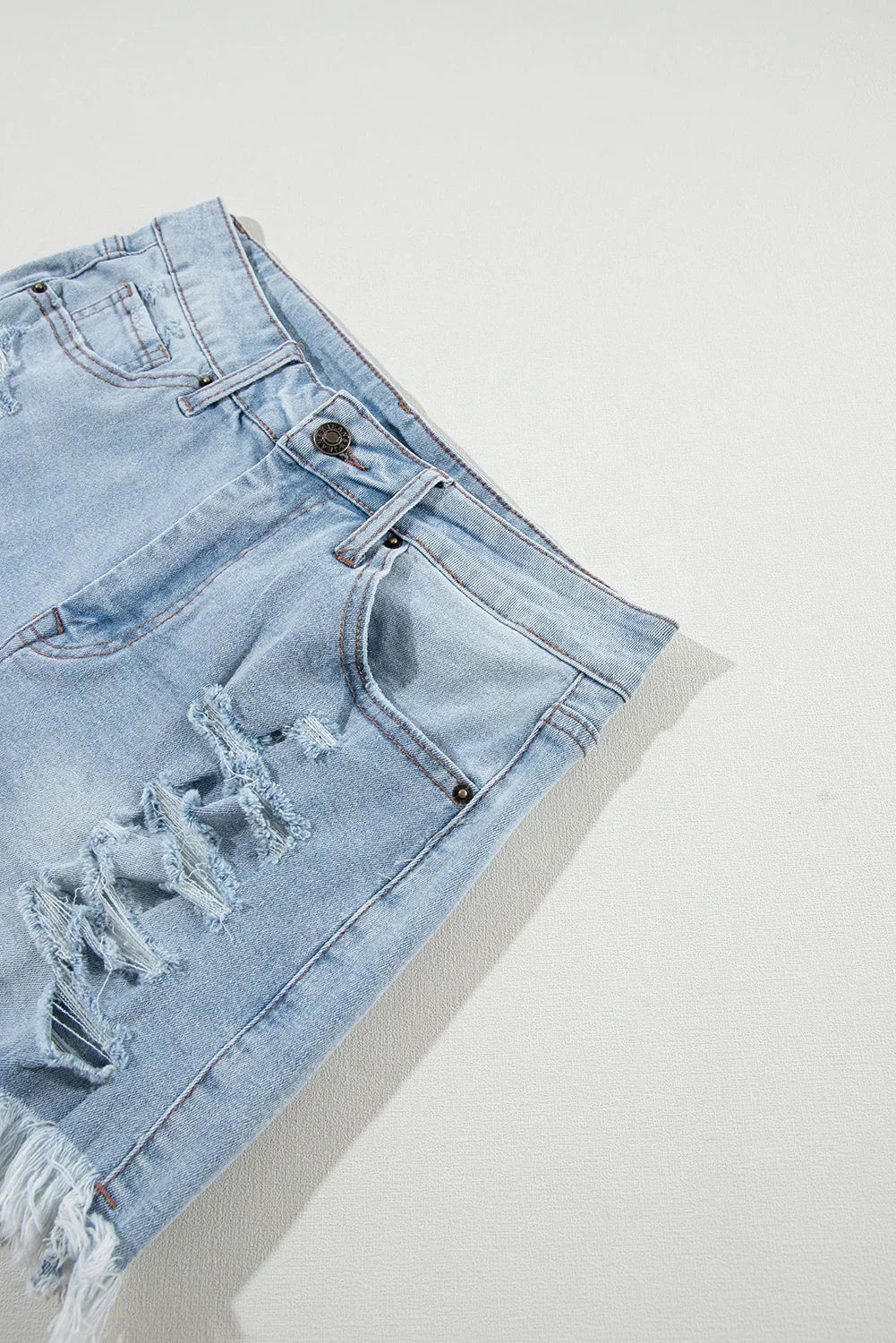 Women’s Distressed High Waist Denim Shorts – Ripped Raw Hem Jean Shorts