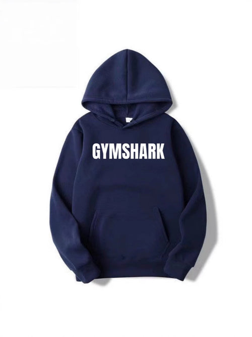 Navy blue gym hoodie for men bold graphic print
