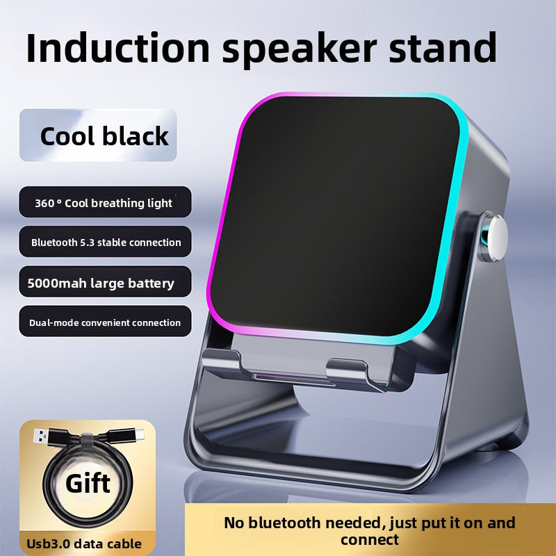 Induction speaker phone stand with RGB light ring and Bluetooth speaker