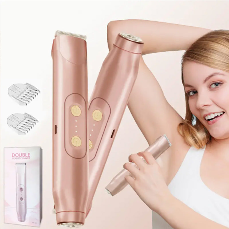 Electric Body Shaver for Women - Dual Head Wet Dry Painless Hair Trimmer with 6000mAh Battery